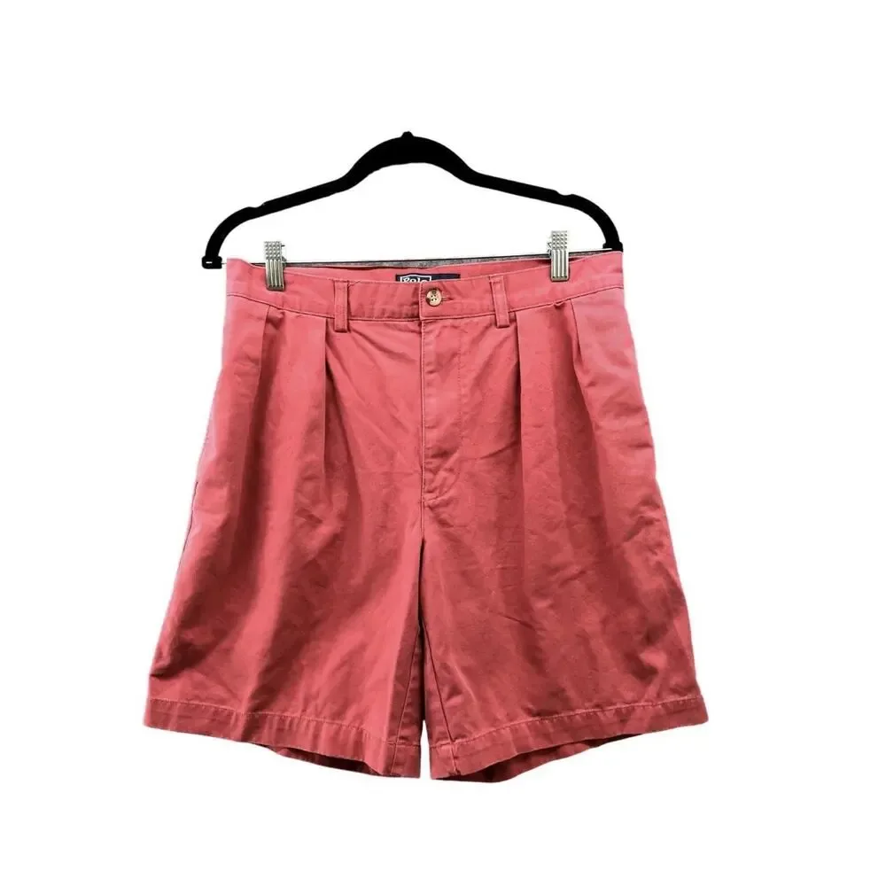 Vintage 90s Mens 38 Pleated Front Salmon Prep Old Money Golf Short Izod Pink